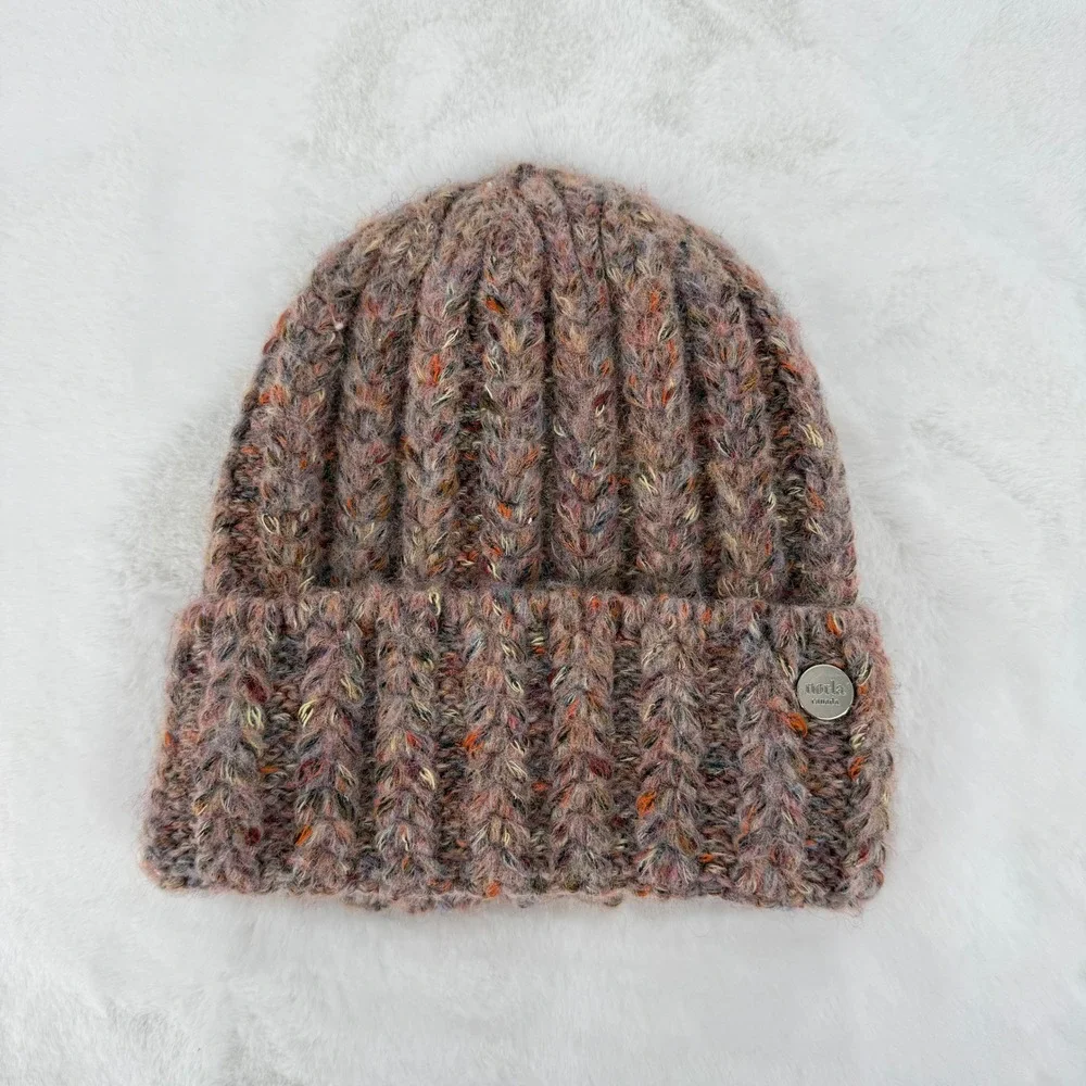 Norla Canada Beanie Hat Womens OS Multi Color Wool Blend‎ Ribbed Knit Canada